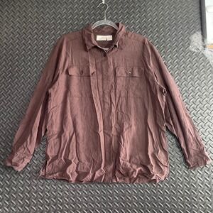 Vintage Christie & Jill‎ Brown 100% Silk Button Up Blouse Top Women's Size XL